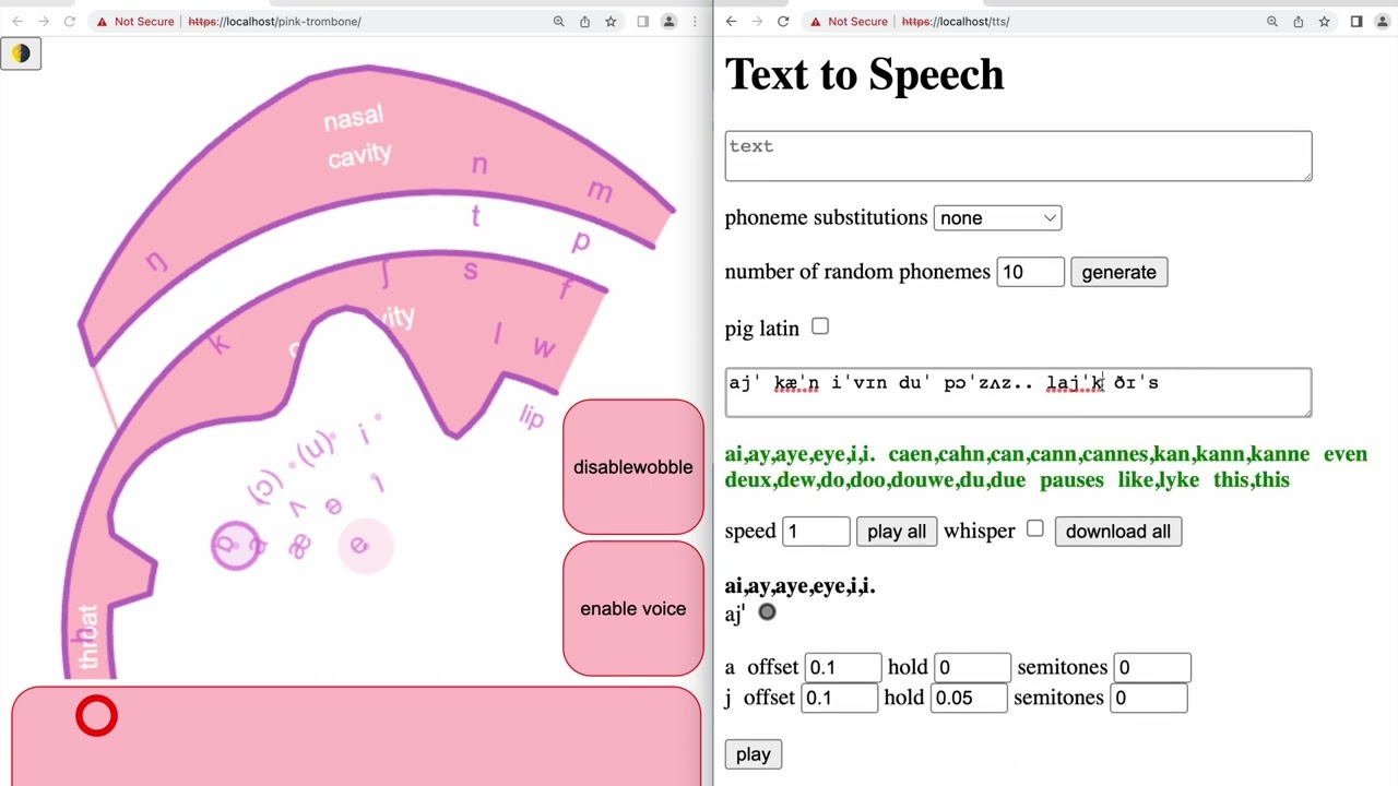 Improved Pink Trombone text-to-speech