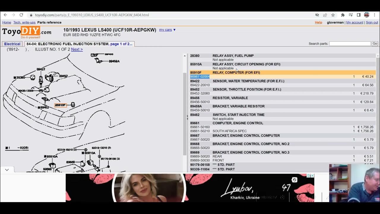 Toyota part numbers EFI relay and fuel pump relays and fuel pump