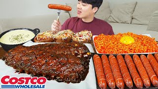 Asmr Mukbang Fire Noodles Hot Dog Pork Ribs Sausage Recipe Eating
