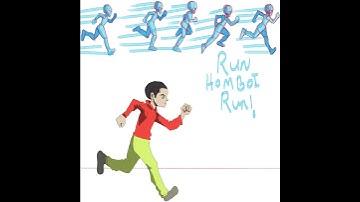 2d animation run cycle poses with color