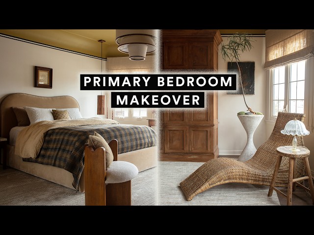 EXTREME BEDROOM MAKEOVER *DIY Striped Ceiling u0026 Furniture Flips! (From Start to Finish) class=