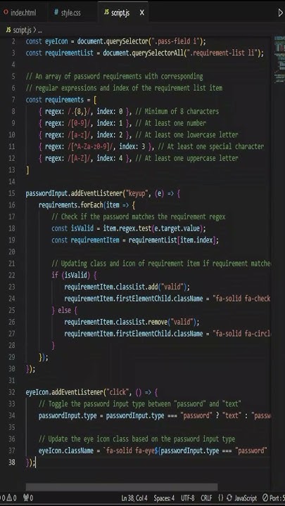 How to Create Amazing JavaScript Password Validation Checker#shorts # ...