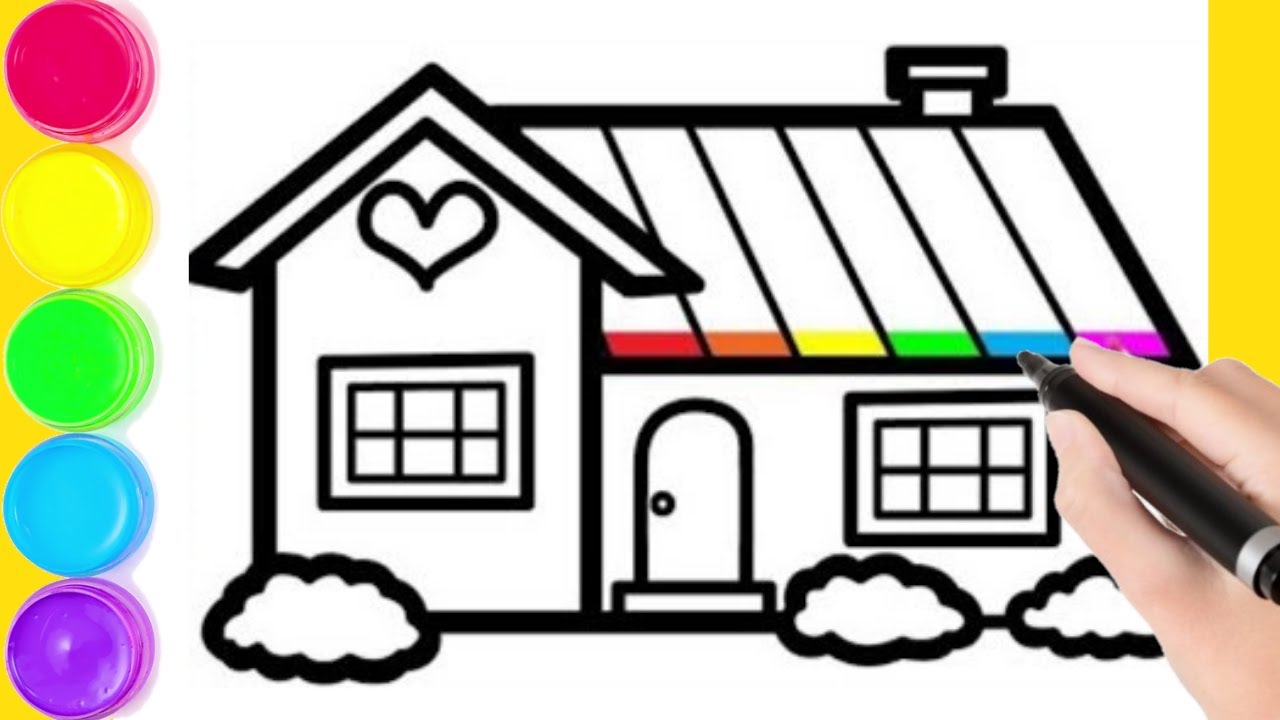 How to draw a House Rainbow  Drawing House step by step easy