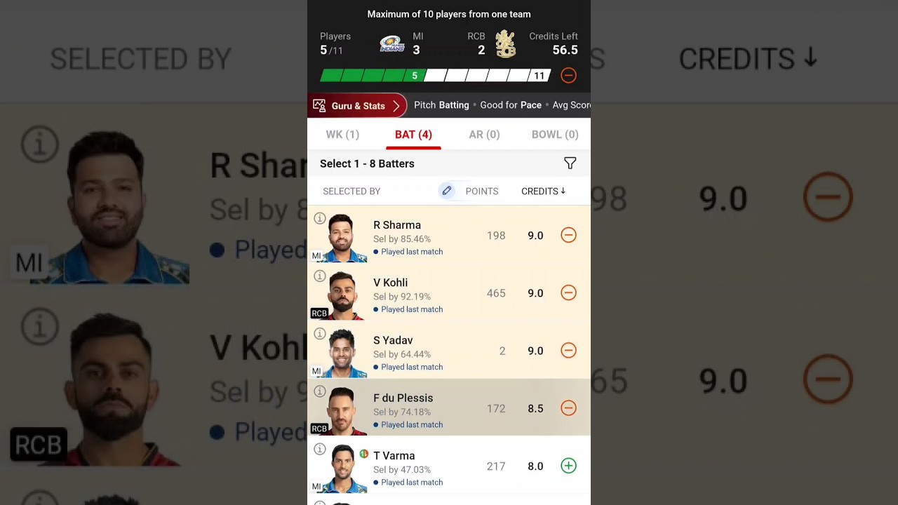 MI vs RCB Dream11 Prediction Team 🔥🔥 | Grand League Team 