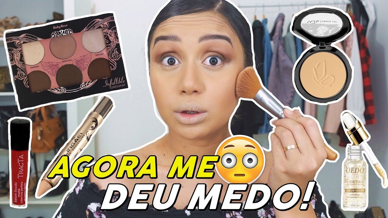 TENTEI ME MAQUIAR COM PRODUTOS ESQUECIDOS NA MINHA ANTIGA PENTEADEIRA! 😱🔥🔥😫