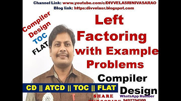 Left Factoring || Elimination of Left Factoring || Left Factoring Removal || Compiler Design ||