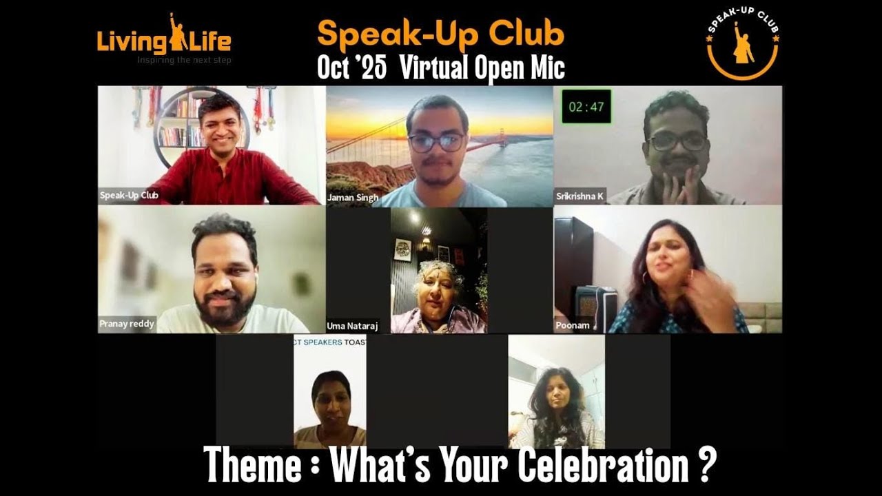 What's Your Celebration? | Virtual Open Mic | Speak Up Club | Rahul Jain | Living Life | 25 Oct 2025