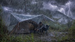 The Most Comfortable Relaxation While Camping Under Heavy Rain⛈️ Camping in Heavy Rain