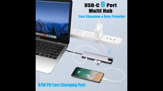 Multi Function HDMI-Compatible Hub Adapter Usb Type C 8 In 1 Usb Hubs For Macbook  & Window Laptops