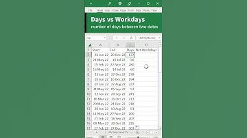 Number of days vs workdays between two dates in Excel