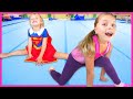 IMPOSSIBLE Gymnastics Challenge in MY HOUSE! Kin Tin Teaches Dad How To Do BiG Gymnastics Tricks!