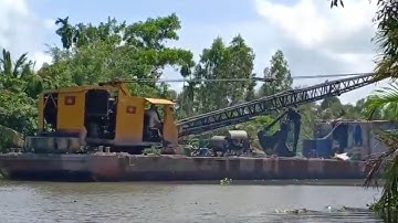 sang cap. Xáng dây cạp đất nạo vét lòng sông  134 -THỦY Miền Tây