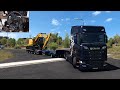 Transporting an excavator in germany  euro truck simulator 2  steering wheel gameplay