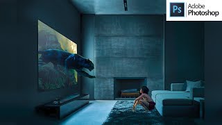 Photoshop manipulation Tutorial /Jungle book TV manipulation screenshot 4