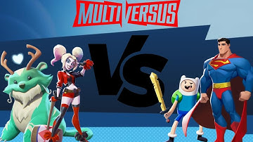 Reindog & Harley VS Finn & Superman - Multiversus Gameplay