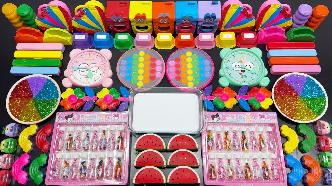 MIXING SLIME WITH CLAY VS MAKEUP VS GLITTER ! Mixing Random Things Into GLOSSY Slime