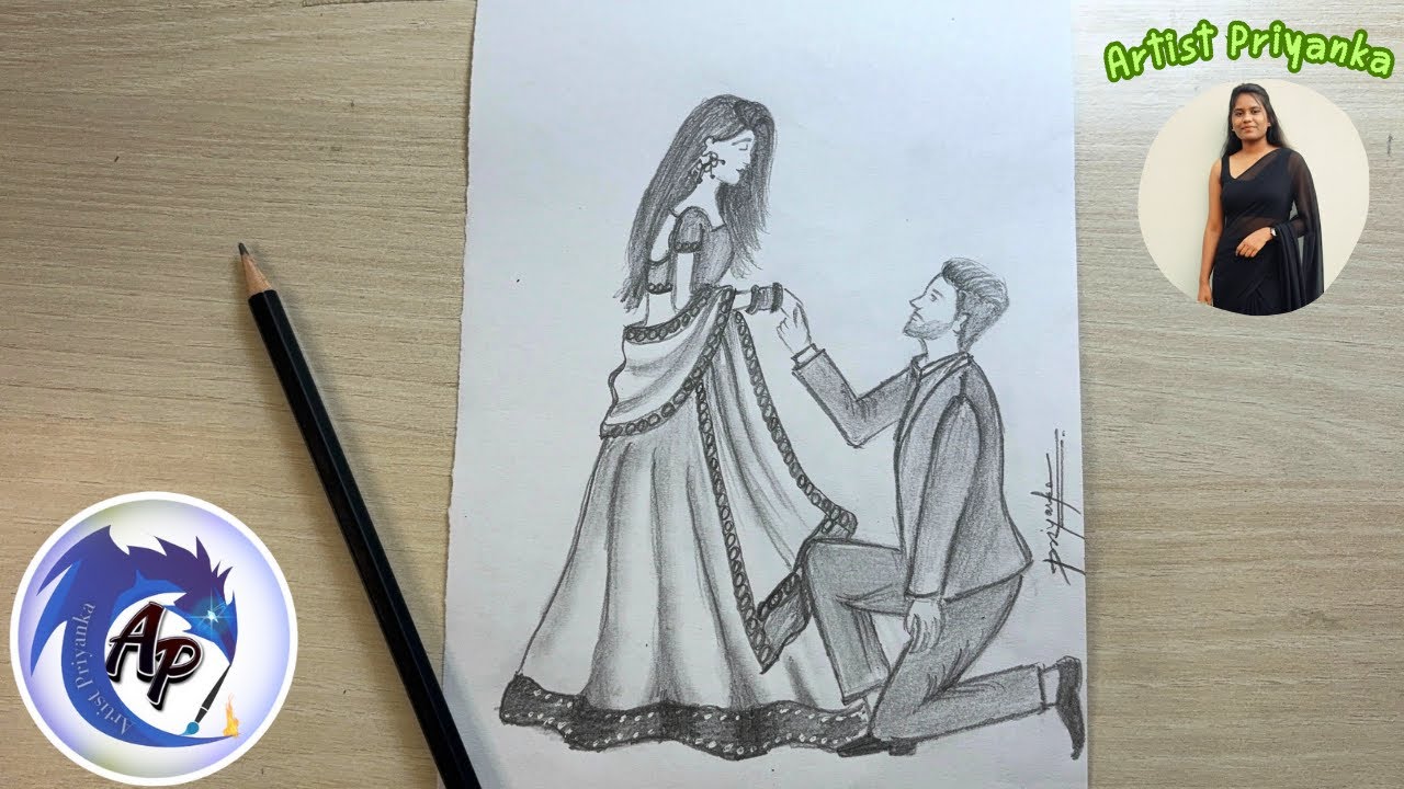 Romantic Couple Propose Pose ❤️| Beautiful Pencil Sketch Video | Cute Propose Pose Drawing 2025