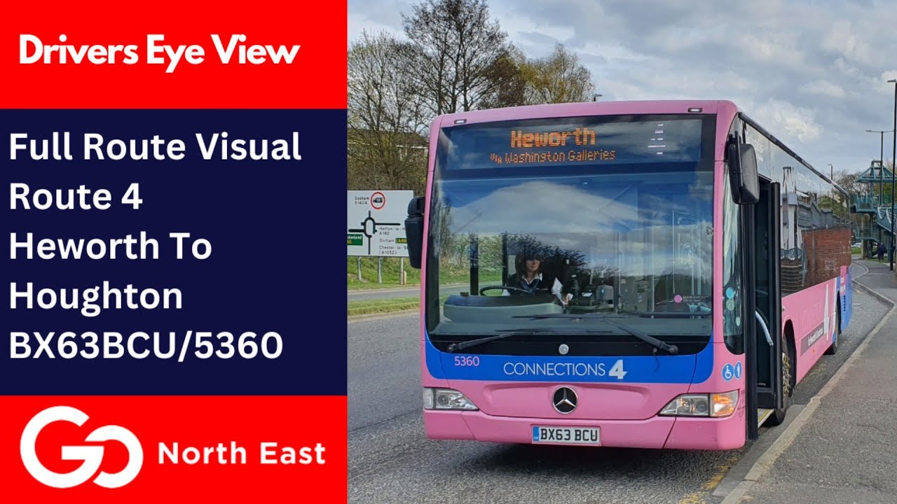 DEV: Full Route Visual | Go North East Bus Route 4 - Heworth To Houghton-le-Spring | BX63BCU/5360