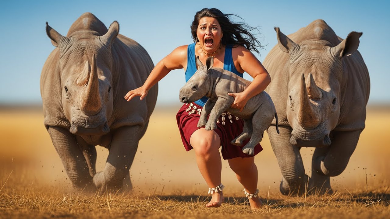 Mother Rhino’s Furious Revenge — Baby Stolen, Predator Crushed, Lake Escape!