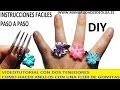 COMO HACER UN ANILLO CON UNA FLOR DE GOMITAS CON DOS TENEDORES. MUY FACIL. VIDEO TUTORIAL DIY