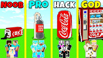 Minecraft Battle: NOOB vs PRO vs HACKER vs GOD: COCA COLA SODA HOUSE BUILD CHALLENGE / Animation