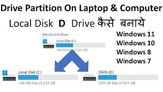🔥Drive partition 🔥 How to Create Local Disk D On Windows 11/10/7 #ssdpartition #partition #Windows11