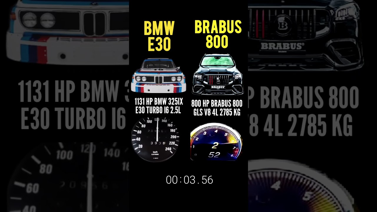 1131 hp Bmw 325ix e30 turbo i6 2.5l vs 800 hp brabus 800 gls v8 4l 2785 kg