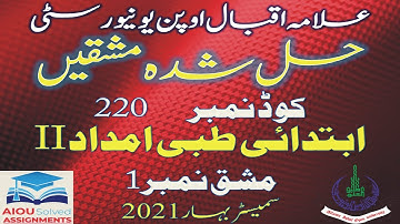 AIOU Solved Assignments | 220 | FIRST AID-II | Assignment No 1 | Metric | Spring 2021