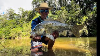 BIG CLEAR WATER SURFACE BASS!! Surface Fishing For Australian Bass (50cm+ Bass)