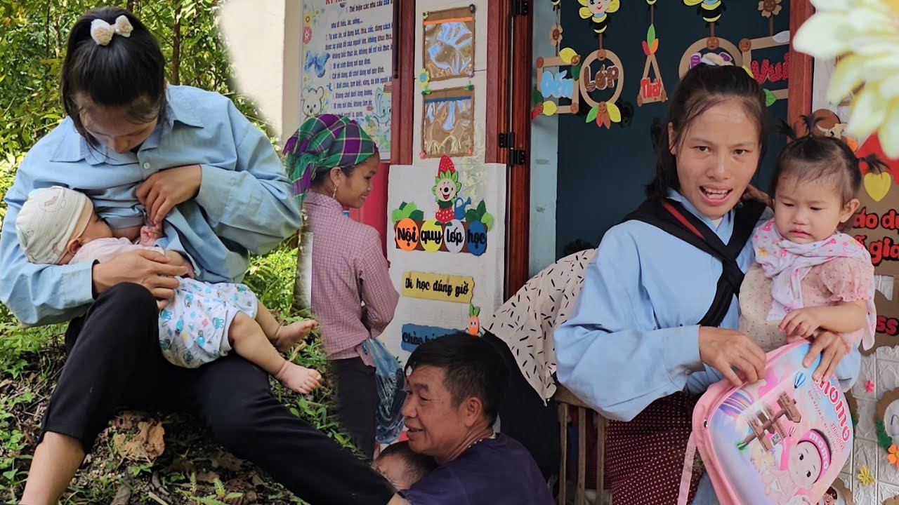 On Bo's first day of school, his mother took him to school.