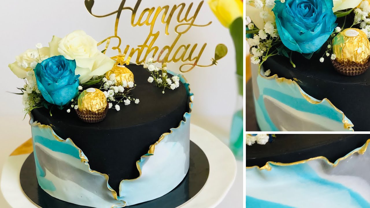 تكنيك الماربل كيك (الكيك الرخامي ) بعجينة السكر 👌