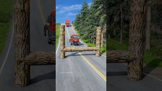 Dumper trucks vs log trap part2299 #automobile #shortvideo #beamngdrive #india #truck #gaming