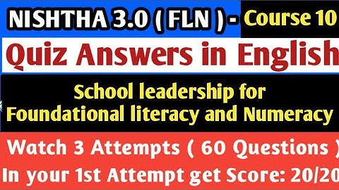 Course 10 Quiz Answers in English |FLN _ School leadership for Foundational literacy and  Numeracy
