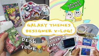[Galaxy Themes Designer VLOG] Desk Tour/ Ghibli HAUL/ Galaxy themes/ Animal Crossing