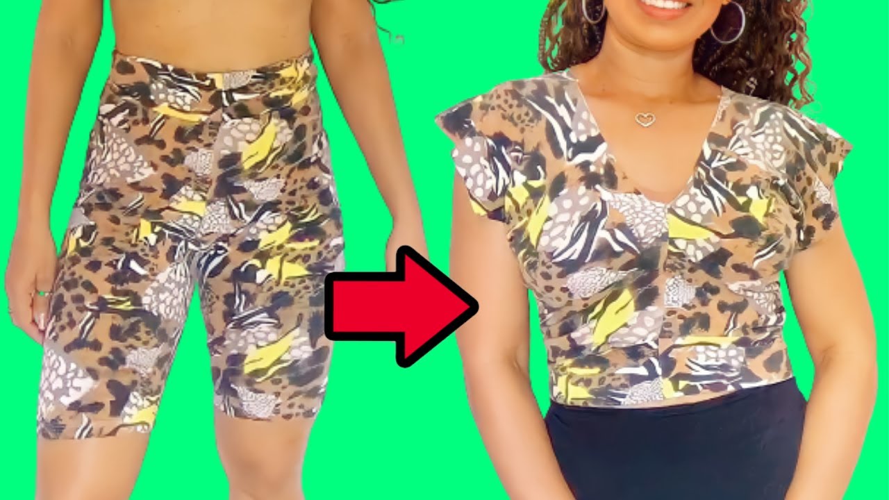COMO TRANSFORMAR SHORT EM BLUSA -  SÓ COM TESOURA I ECONOMIZE SEU DINHEIRO - FAÇA VOCÊ MESMO I DIY