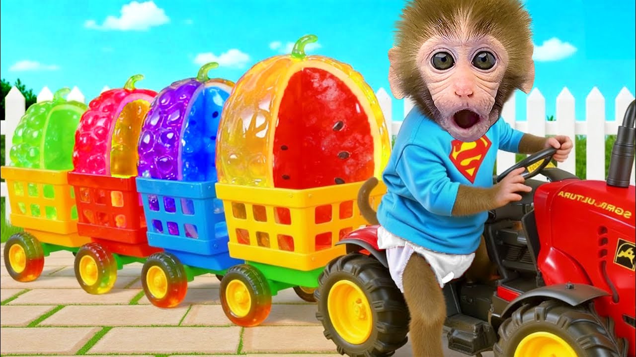 Babyaffe BonBon verteilt Flyer, um das duftende und bunt schillernde frittierte Hähnchen zu bewerben