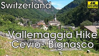 Hike from Cevio to Bignasco (Vallemaggia, Ticino, Switzerland, 4K)