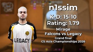n1ssim | 1.79 Rating | Falcons vs Legacy | Mirage | Grand Final | CAC 2026