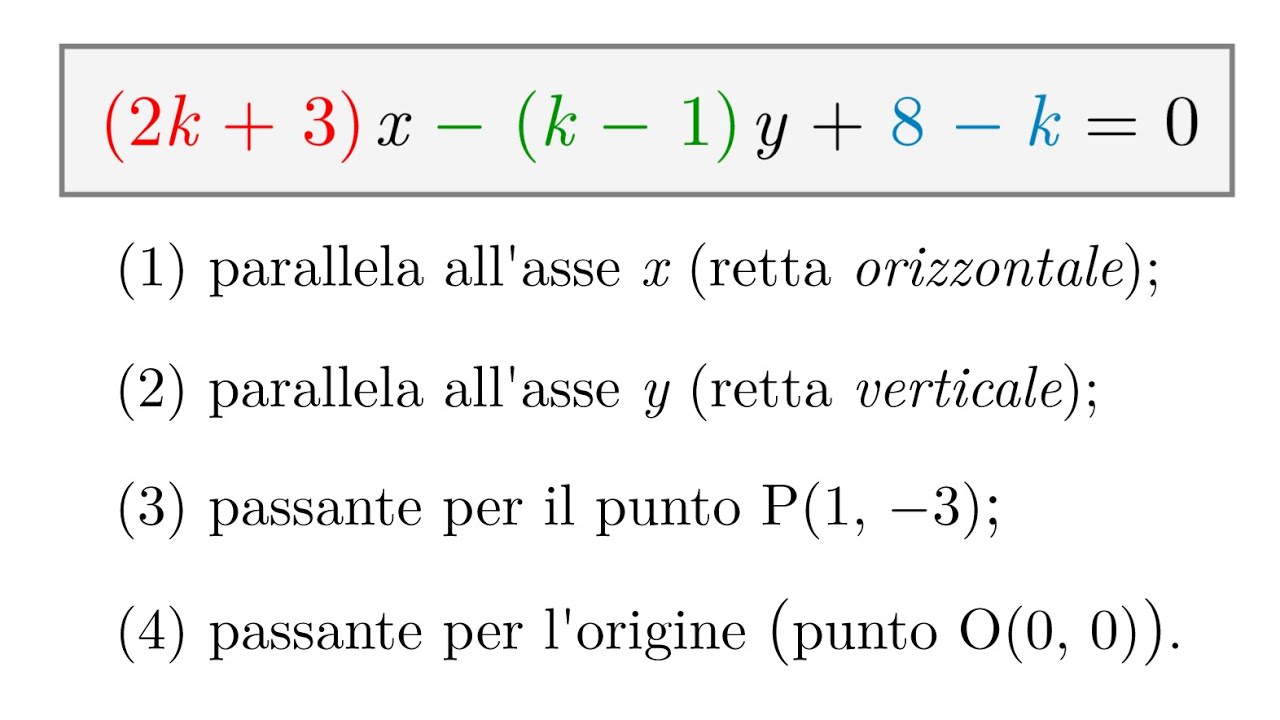 Retta & Coefficienti Parametrici - Esercizio 1