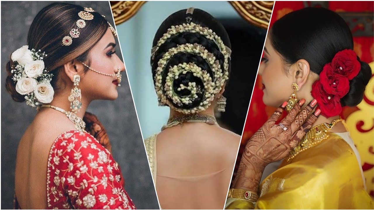 Photo of Side parted bun for cocktail or sangeet | Indian wedding hairstyles,  Bridal hair buns, Bridal hairstyle indian wedding