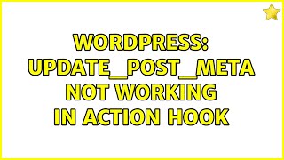 Wordpress: update_post_meta not working in action hook