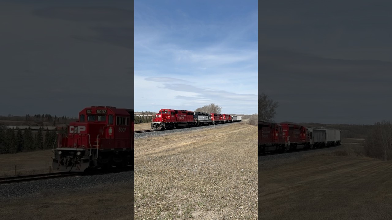 CPKC B22-15 on Lacombe Sub crossing the valley at Nevis, Alberta
