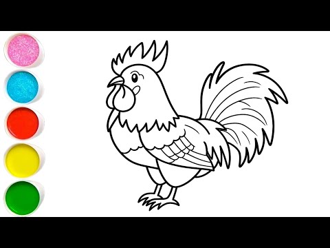 Let's draw a rooster 🐓 drawing step by step easy drawing painting and colouring 
