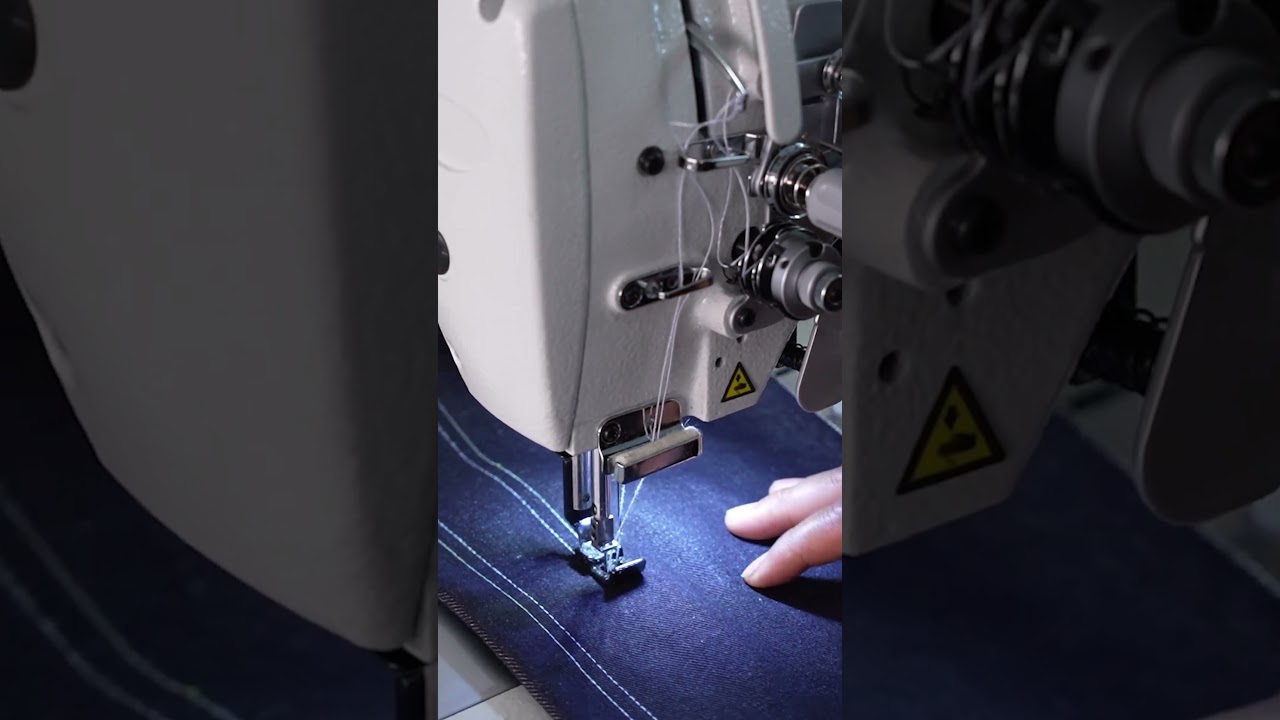 Máquina de costura de agulha dupla Direct Drive com barra de agulha dividida #sewing
