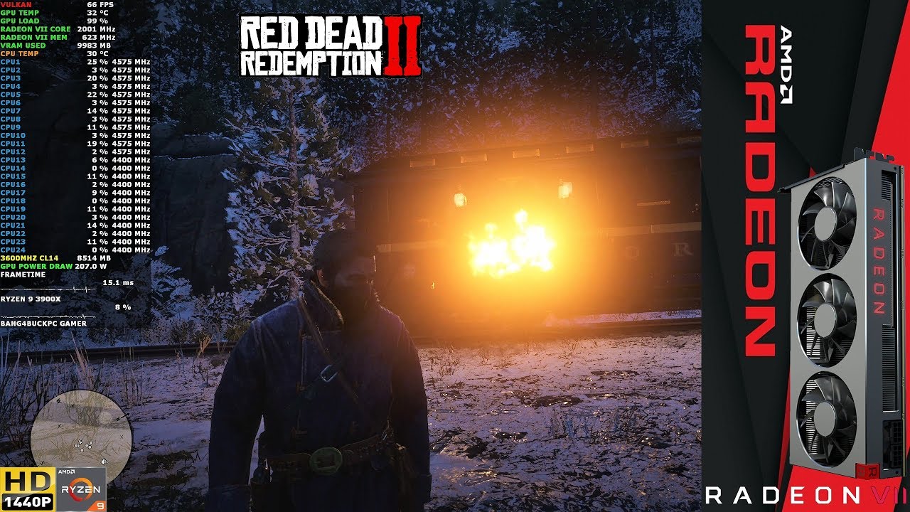 Red Dead Redemption 2 Vulkan Ultra/High settings 1440p RADEON VII LC