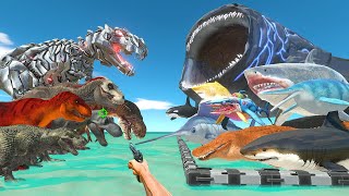FPS Avatar Rescues Sea Monsters and Fights T-REX Evolution - Animal Revolt Battle Simulator