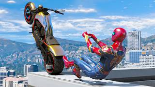 IRON SPIDERMAN Bike Stunt Fails (GTA 5 Spider Man Gameplay Fails) #14