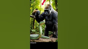 Gorilla Knocks Out a Snake While a Monkey Watches in Amazement