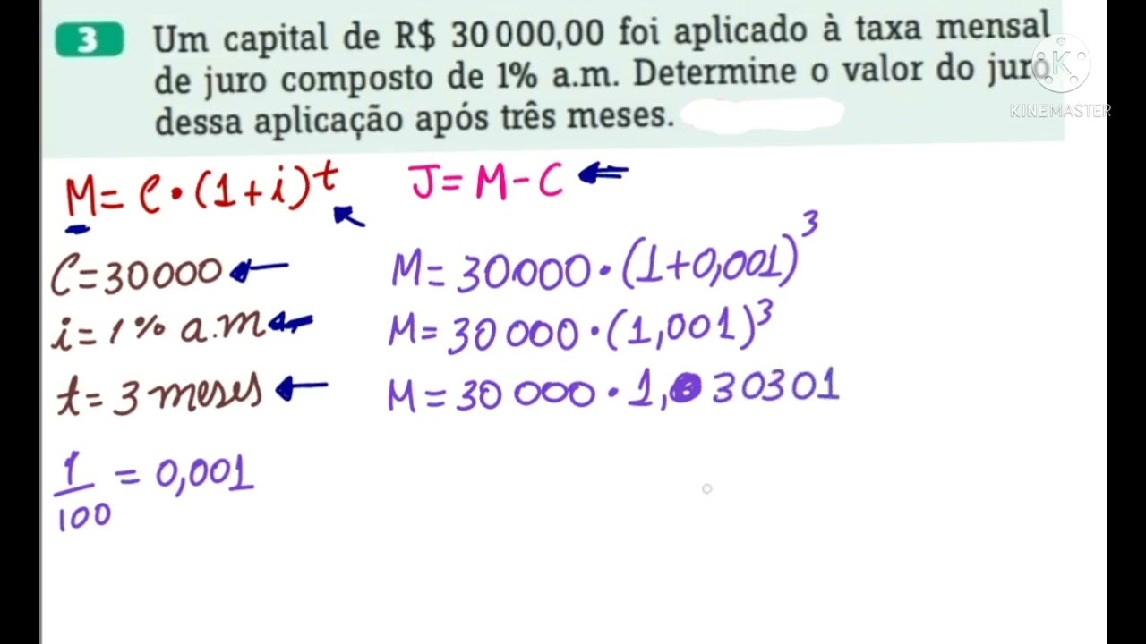 3 Um Capital De 30000 Reais Foi Aplicado A Taxa Mensal De Juro Composto 
