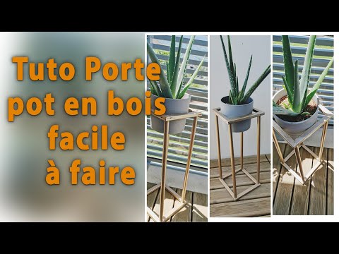 Support plante DIY chêne et ancienne poulie de puit